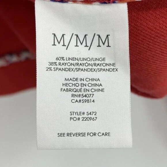 *CAbi Valentine Red Linen Blend Jacket Blazer Womens Size M Button Long Slv 5472 - Picture 6 of 7